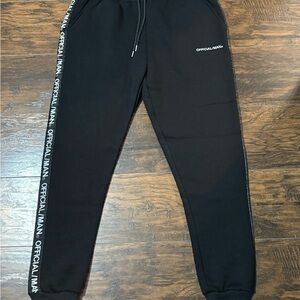 Boohoo Man Black tapered Joggers with Side Logo size XL